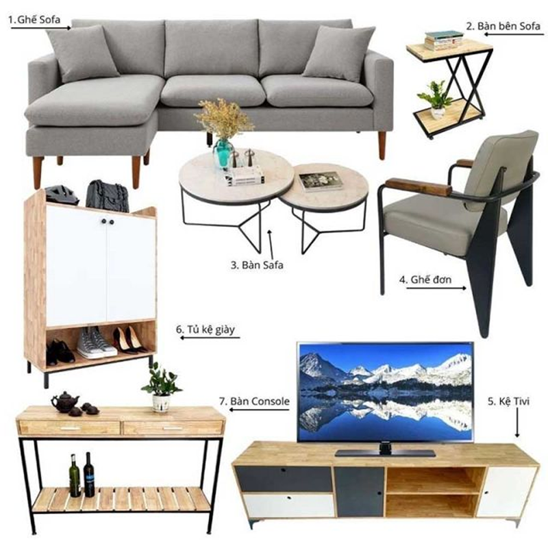 Combo nội thất phòng khách 7 món