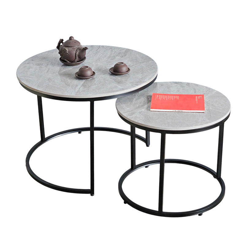 Bàn sofa đôi mặt tròn đá ceramic