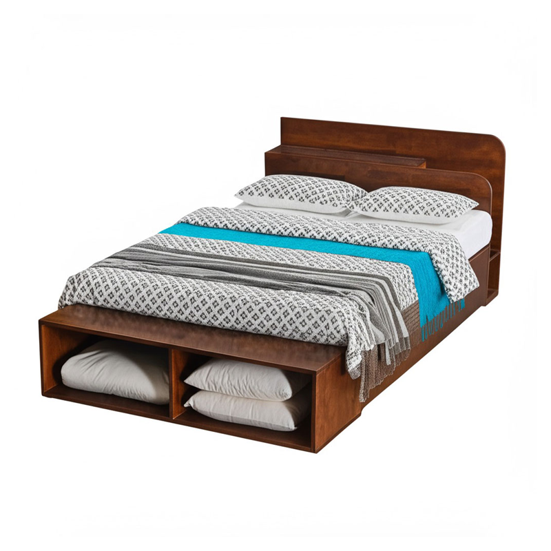 Giường ngủ 120x220cm gỗ cao su có hộc kéo